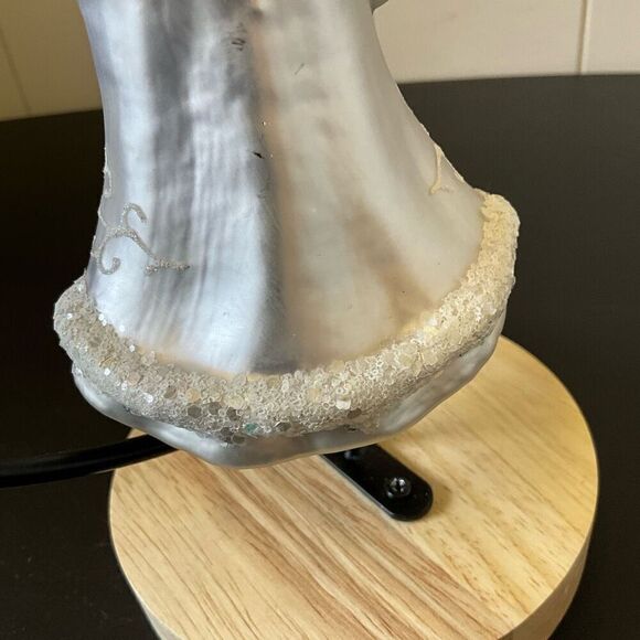 Santa Claus Christmas Tree Hanging Glass Ornament Silver Glitter 6" Tall - Picture 7 of 8